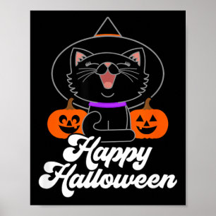 Poster Gato Preto Fofo de Feliz Dia das Bruxas