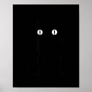 Poster Gato Preto Fofo de Halloween com Bigodes Feliz