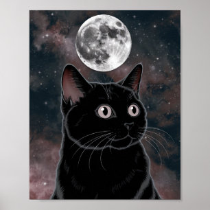 Poster Gato Preto Gótico, Gato Preto da Hora da Bruxa