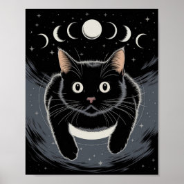 Poster Gato Preto Gótico, Gato Preto da Hora da Bruxa