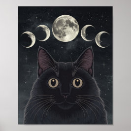 Poster Gato Preto gótico, Gato Preto da Hora das Bruxas
