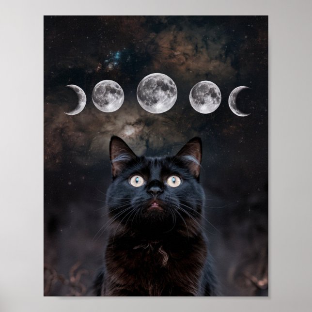 Poster Gato Preto gótico, Gato Preto da Hora das Bruxas (Frente)