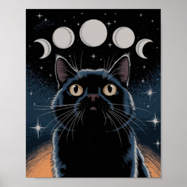 Poster Gato Preto gótico, Gato Preto da Hora das Bruxas
