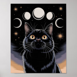 Poster Gato Preto gótico, Gato Preto da Hora das Bruxas