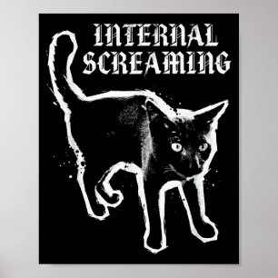 Poster gato preto gritando internamente ansiedade felina 