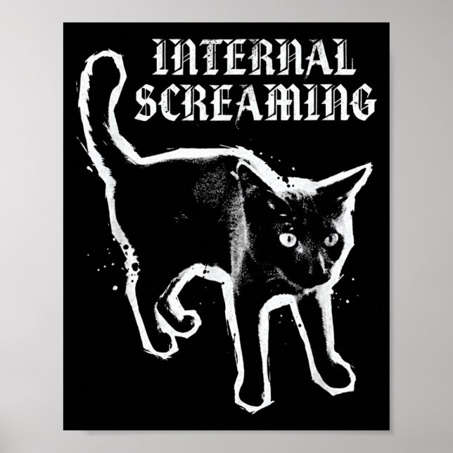 Poster gato preto gritando internamente ansiedade felina  (Frente)