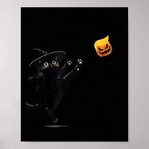 Poster Gato Preto Halloween Gato Bruxa Doodle