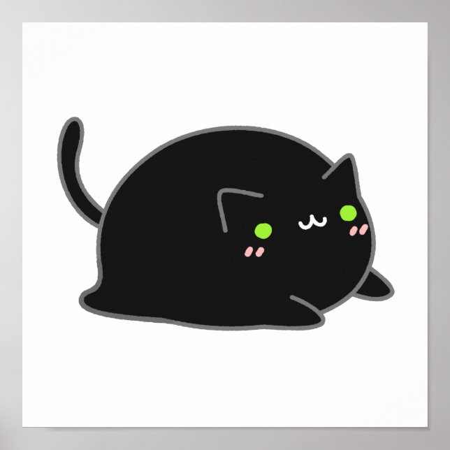 Poster Gato preto Kawaii, bonito (Frente)