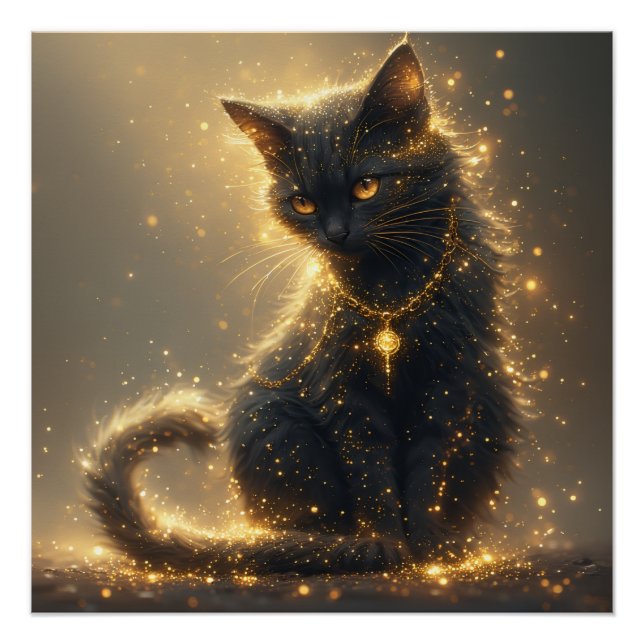 Póster Gato Preto Mágico (Frente)