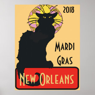 Poster Gato Preto, Mardi Gras, editar texto