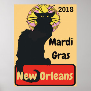 Poster Gato Preto, Mardi Gras, editar texto