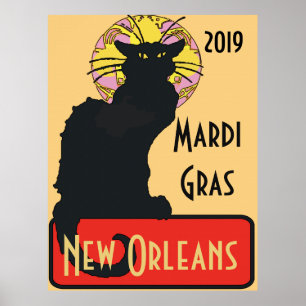 Poster Gato Preto, Mardi Gras, editar texto