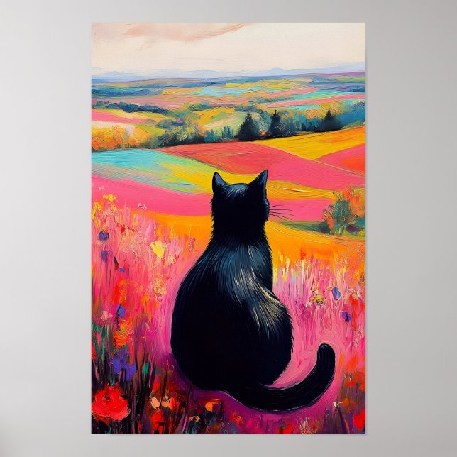 Poster Gato Preto na Bela Natureza  (Frente)