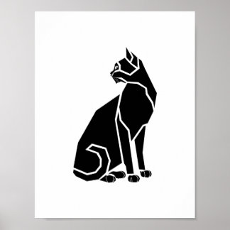 Poster Gato Preto Olhando para Trás