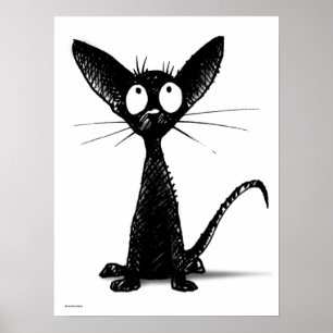 Poster Gato preto oriental engraçado