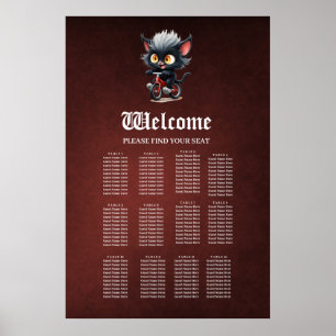 Poster Gato Preto Repleto na Bicicleta Vermelha