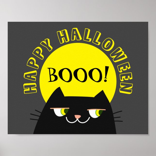 Poster Gato Preto Simples Divertido de Halloween (Frente)