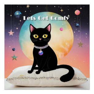 Póster Gato Preto - Vamos nos Sentir Confortáveis