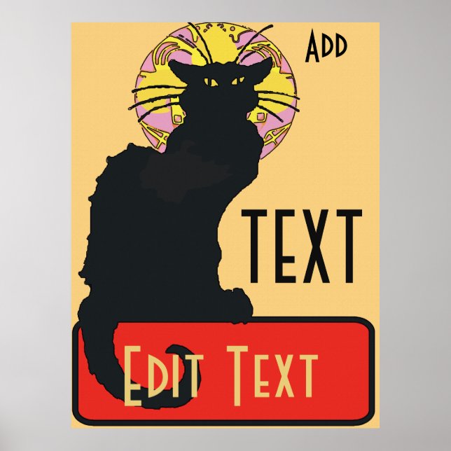 Poster Gato Preto, Vazio, editar texto (Frente)
