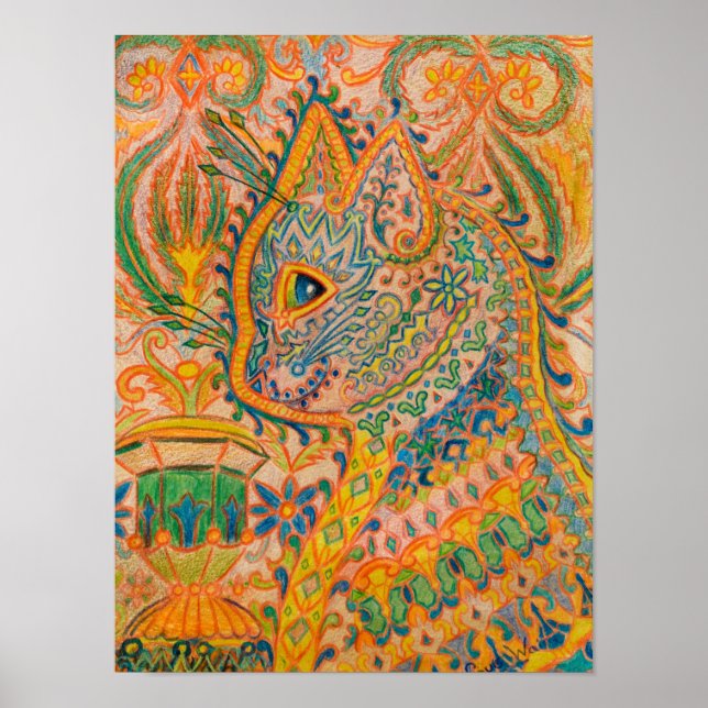 Poster Gato Psicodélico de Louis Wain (Frente)