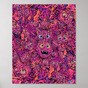 Poster Gato Psicodélico Overload Neon Gato