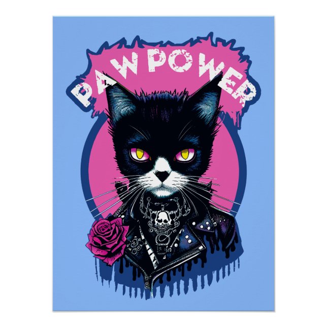 Póster Gato Punk de Energia da Pata (Frente)