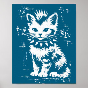 Poster Gato punk engraçado vintage meme homens mulheres c
