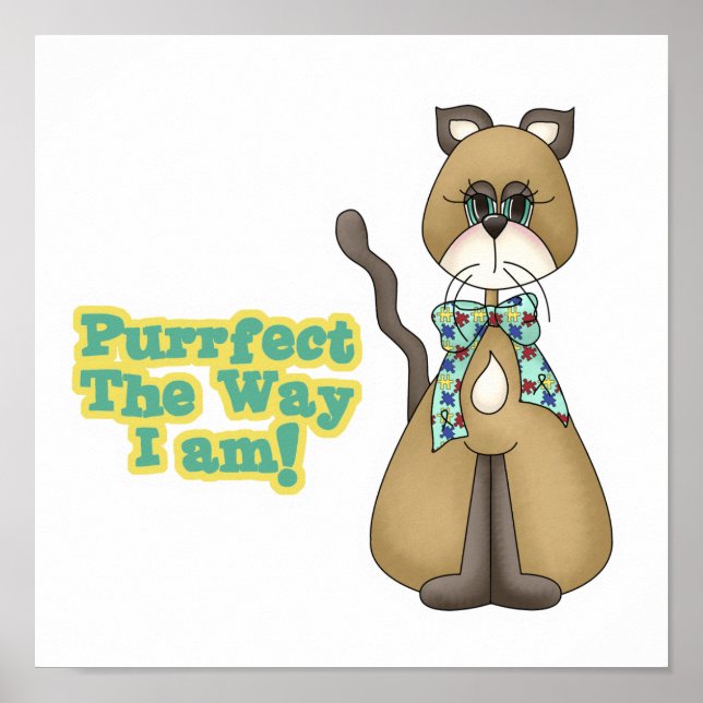 Póster Gato Puro de Consciência Autismo (Frente)