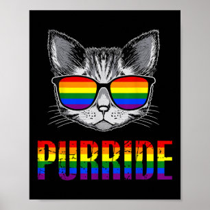 Poster Gato Purride Arco-íris Mês do Orgulho Aliado LGBTQ