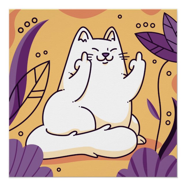 Póster Gato que dá poster de dedo (Frente)