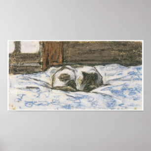 Poster Gato que dorme em uma cama, C. 1865-70