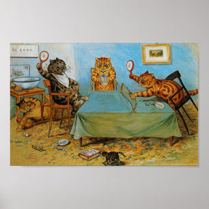 Póster Gato que joga o ténis de mesa, Louis Wain