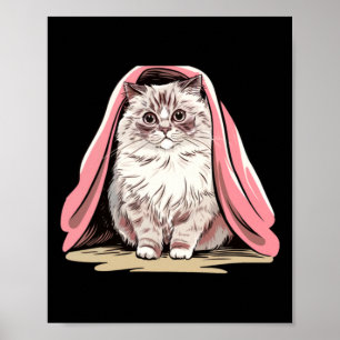 Poster Gato Ragdoll Debaixo de um Adesivo de Cobertor Ros