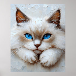 Poster Gato Ragdoll Gentil – Composição Pastel Pintura