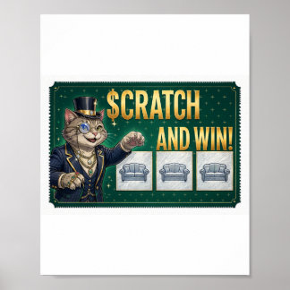 Poster Gato Rascadinha e Ganhe — Gato de Bilhete de Loter