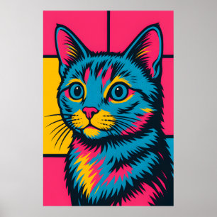 Poster Gato Retro Pop Art