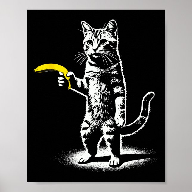 Poster Gato Retroativo Com Banana Memes Mulheres Novidade (Frente)