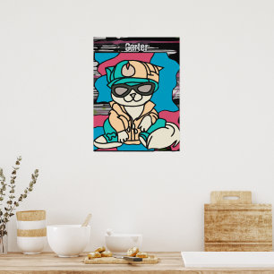 Poster Gato Retroativo da Rua Relaxada Engraçado