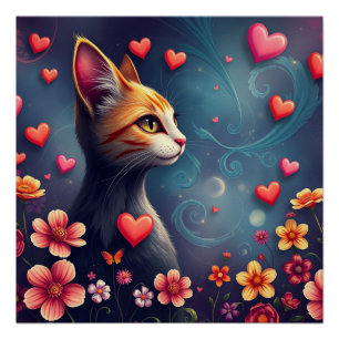 Póster Gato Romântico