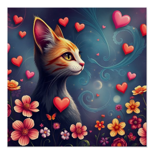 Póster Gato Romântico (Frente)