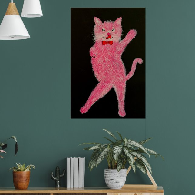 Poster Gato Rosa Dançando (Sala de Estar 1)
