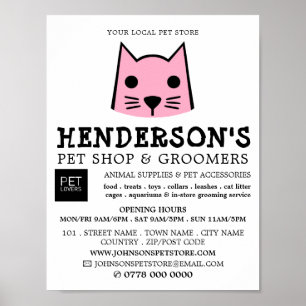 Poster Gato Rosa, Loja de Animais de Companhia e Publicid