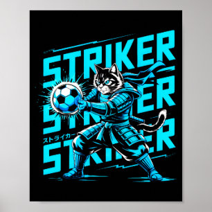 Poster Gato Samurai Único Para Fãs de Futebol Amantes de