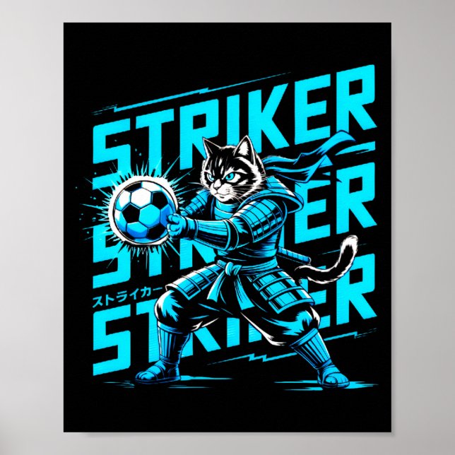 Poster Gato Samurai Único Para Fãs de Futebol Amantes de  (Frente)