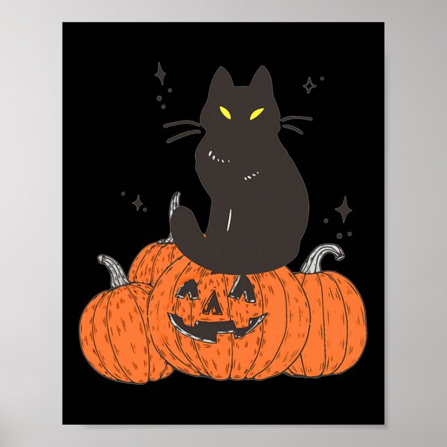 Poster Gato Sapatinho Do Halloween Com Abóbora (Frente)