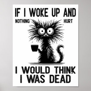 Poster Gato Se Eu Acordasse E Nada Doesse Eu Pensaria Que