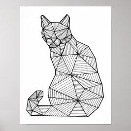 Póster Gato Seado Geométrico, Traseira