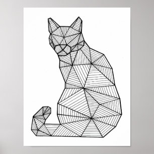 Póster Gato Seado Geométrico, Traseira