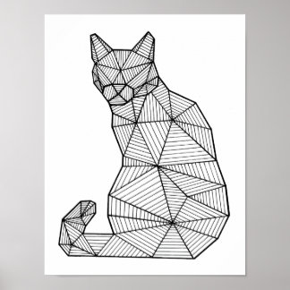 Póster Gato Seado Geométrico, Traseira