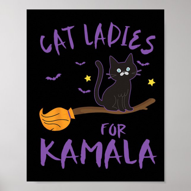 Poster Gato Senhoras Para Kamala Funny Cat 2024 President (Frente)